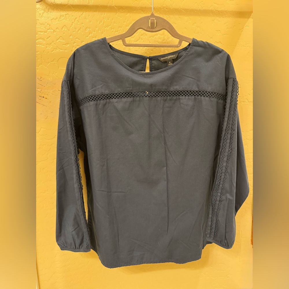Banana Republic Black Lace Trim Blouse